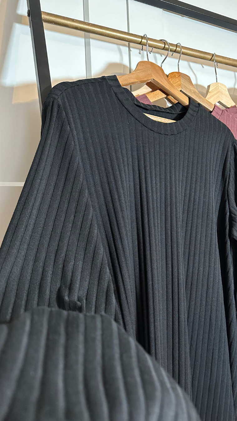 Rippkleid - Schwarz.