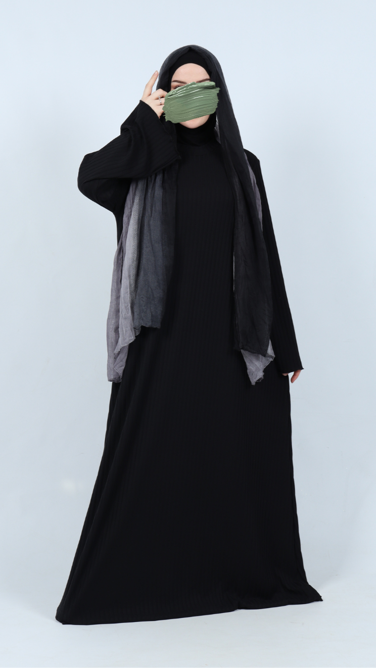 Rippkleid - Schwarz.