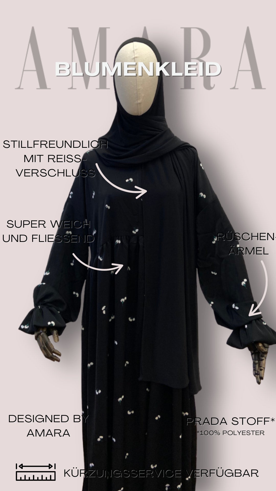Blumenkleid schwarz🌷