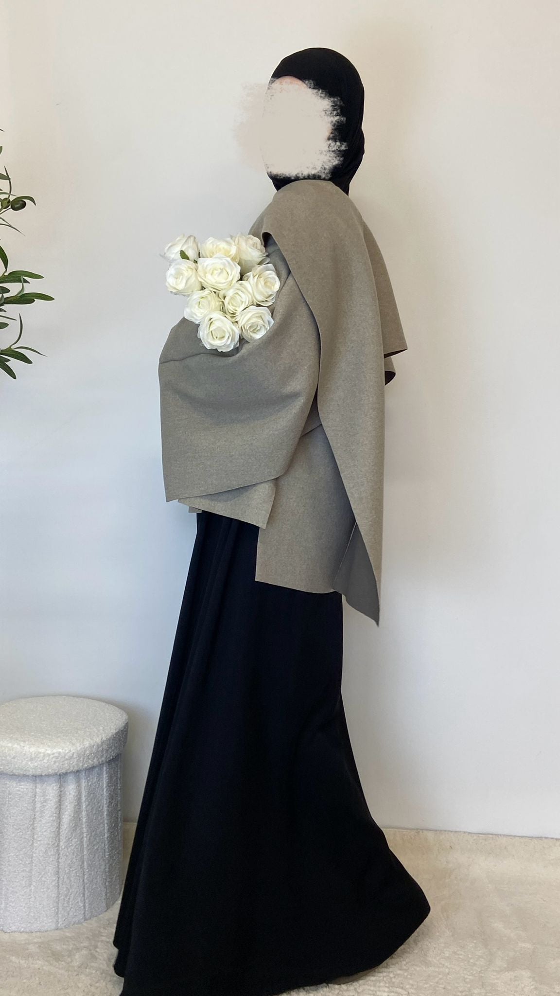 Cape mit angenähtem Schal Montecarlo