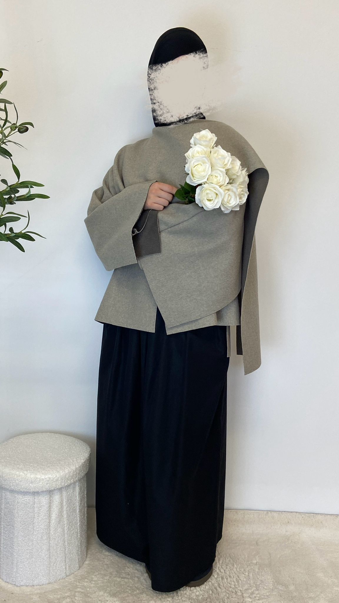 Cape mit angenähtem Schal Montecarlo