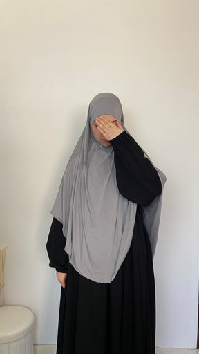 Jersey Midi Khimar 👑 - Light gray