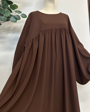 Medina Balloon Sleeve Abaya- Chocolate Brown