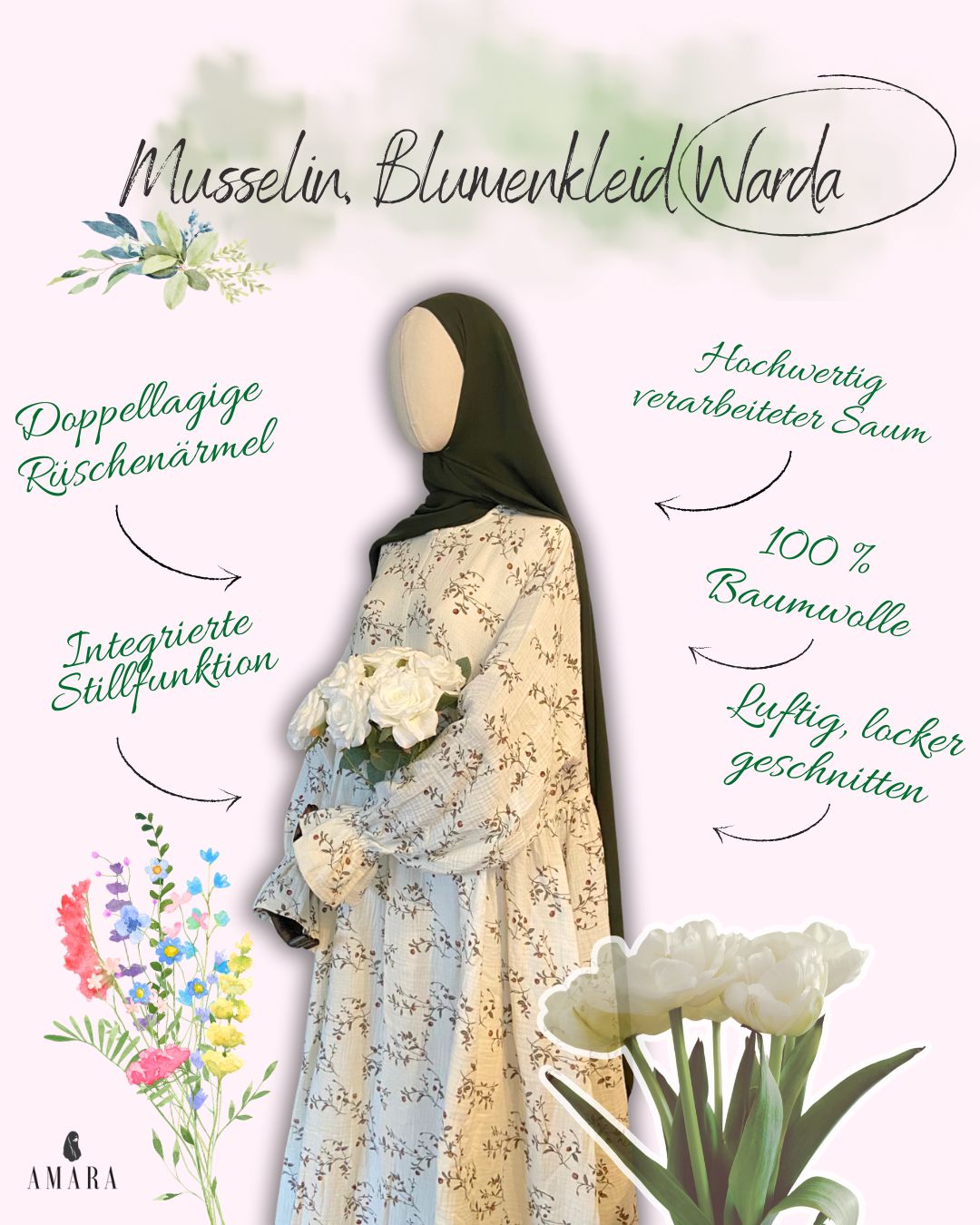 Musselin Blumenkleid Warda
