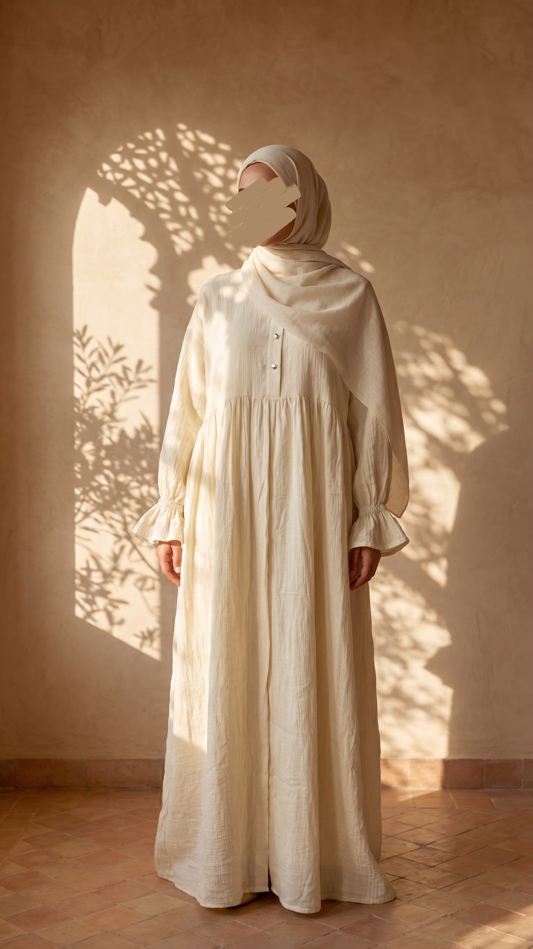 Musselin Abaya Aaliyah Tulpenärmel