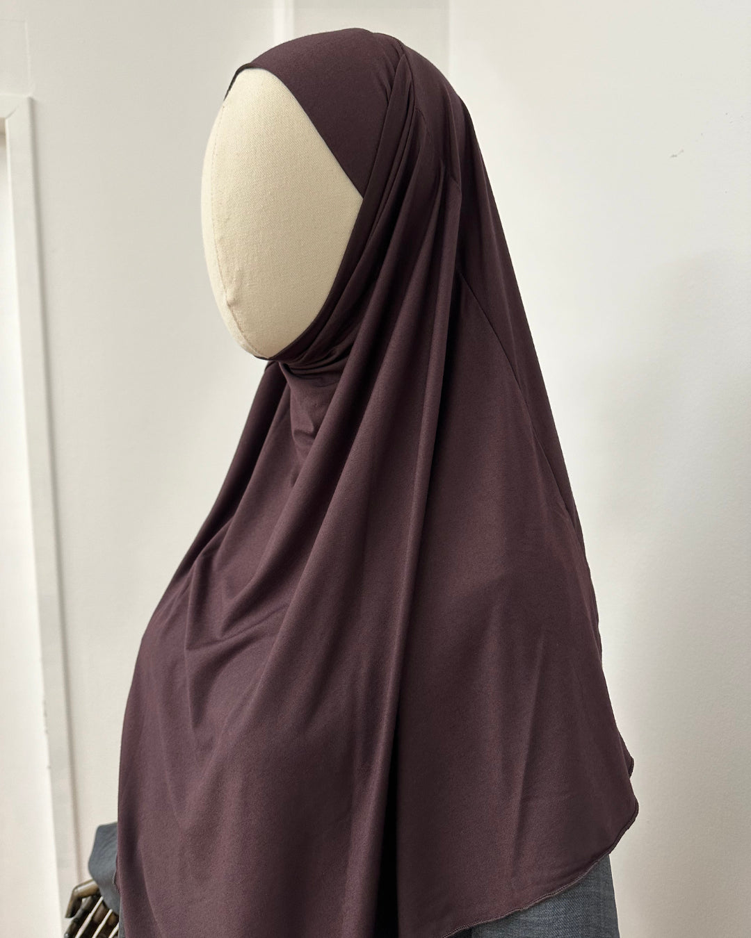 Jersey Mini Khimar - Chocolate Brown