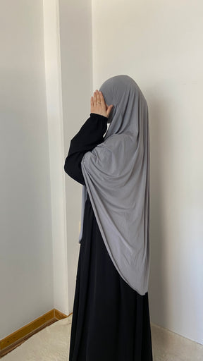 Jersey Midi Khimar 👑 - Light gray