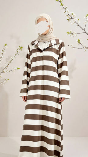 Gestreiftes Polo Maxi Kleid