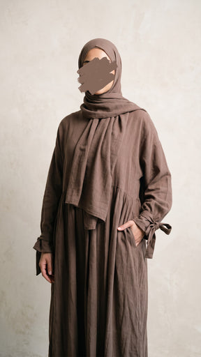 Leinenabaya Maryam - Warm Umber