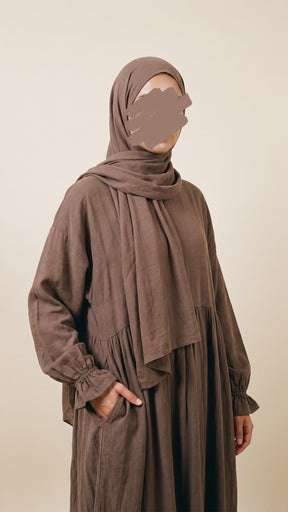 Leinenabaya Maryam - Warm Umber