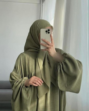 Abaya Laila Linen Blend - Pistachio Green