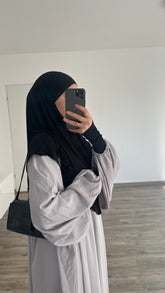 Medina Balloon Sleeve Abaya - Light Grey