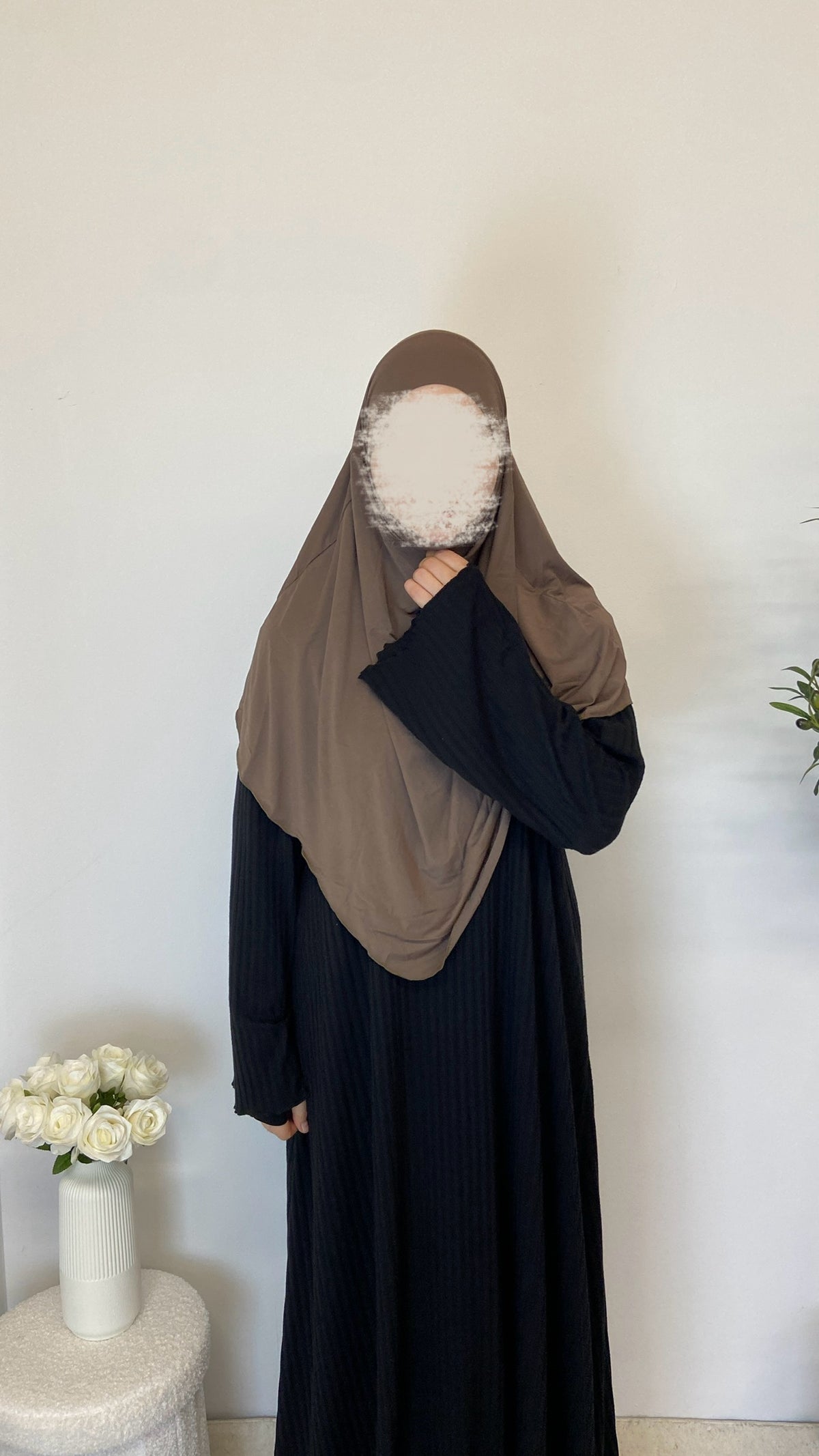 Jersey Mini Khimar - Coffee
