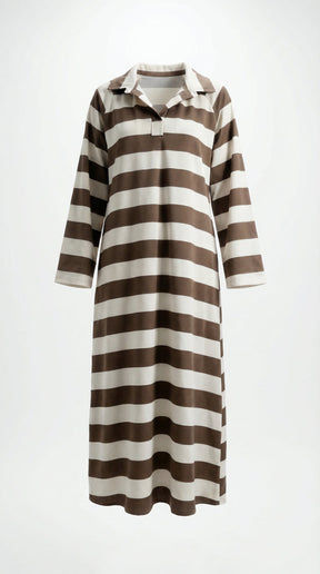Gestreiftes Polo Maxi Kleid
