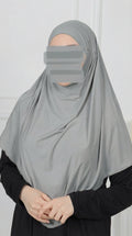 Jersey Mini Khimar - Light Grey