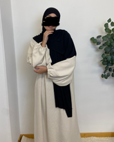 Cozy Ribbed Balloon Sleeve Abaya