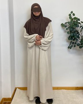 Cozy Ribbed Balloon Sleeve Abaya