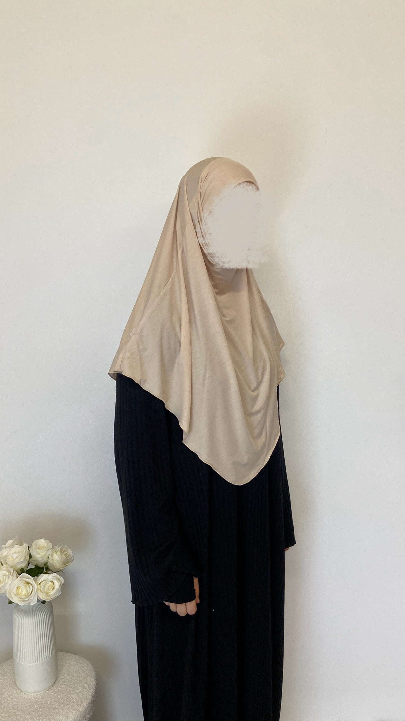 Jersey Mini Khimar - Leinenbeige