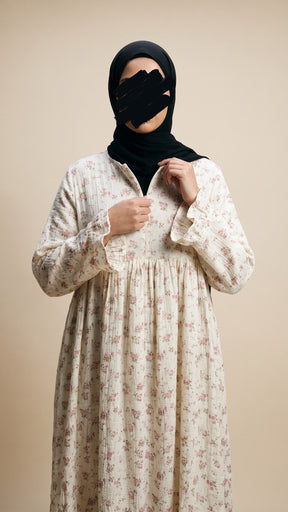 Musselin Kleid Warda Roses mit Tulpenärmel