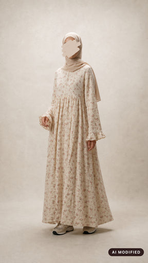 Musselin Kleid Warda Roses mit Tulpenärmel