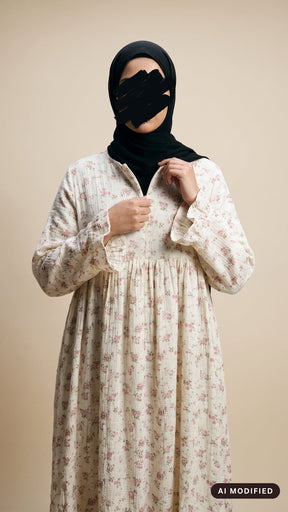 Musselin Kleid Warda Roses mit Tulpenärmel