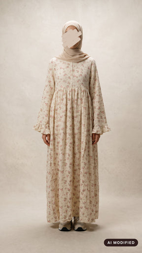 Musselin Kleid Warda Roses mit Tulpenärmel