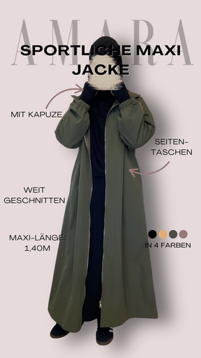 Sportliche Maxi Jacke  mit Kapuze