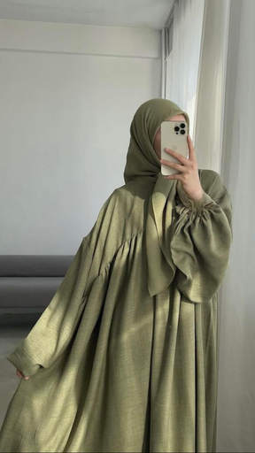 Abaya Laila Linen Blend - Pistachio Green