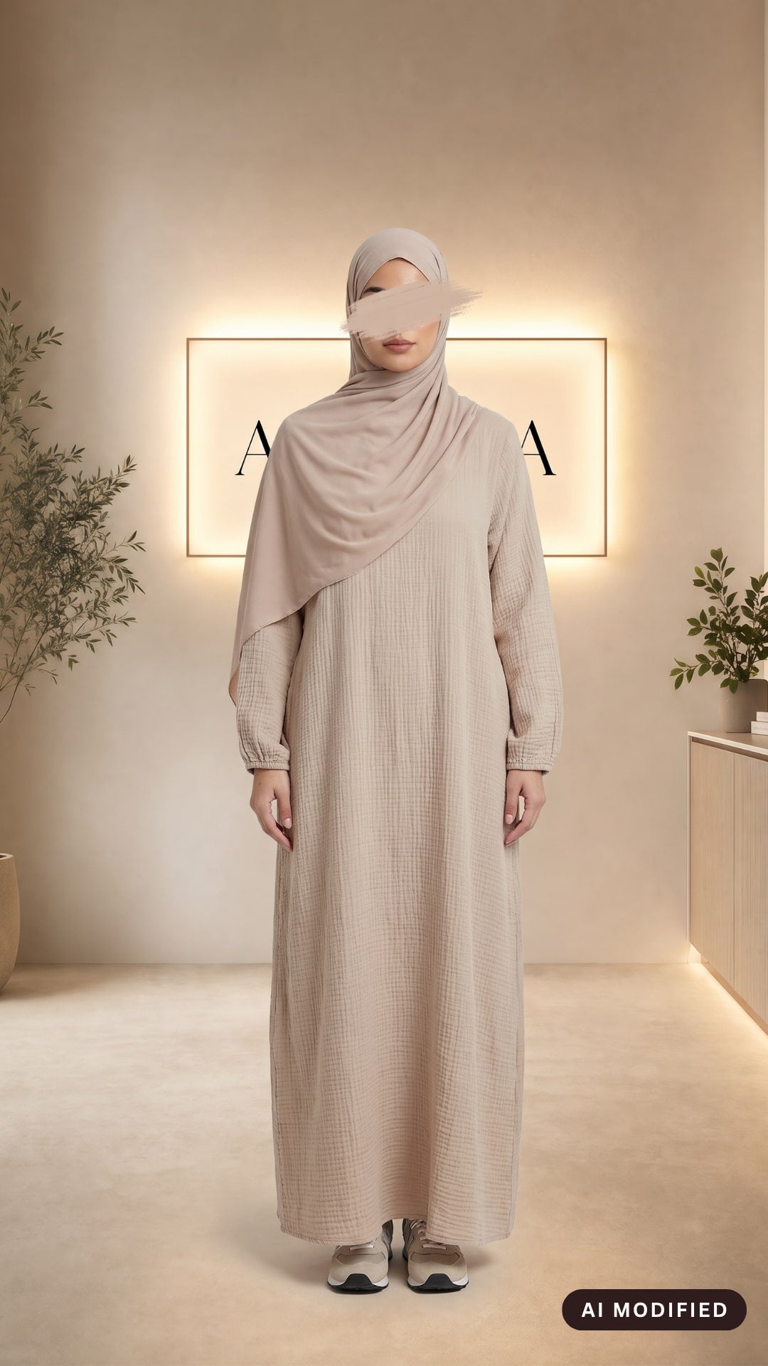 Sportliche Musselin Abaya Melike